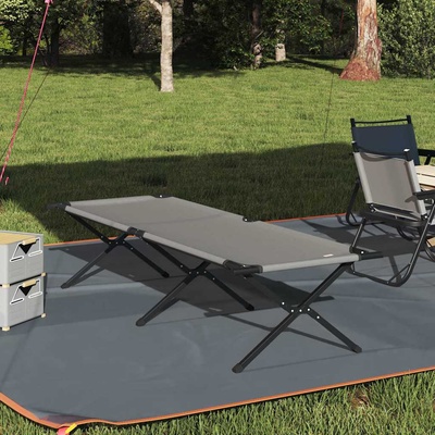 vidaXL Сгъваемо къмпинг легло Сив 210 x 80 x 46 см Оксфордска тъкан (42003189)