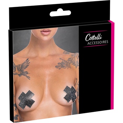 Cottelli Nipple Stickers Cross 0781940 Shiny Black Gems