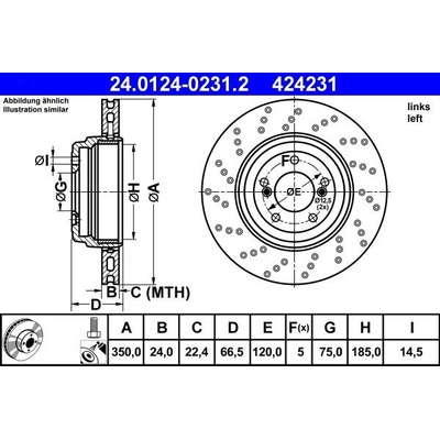 Brzdový kotouč ATE 24.0124-0231.2 | Zboží Auto