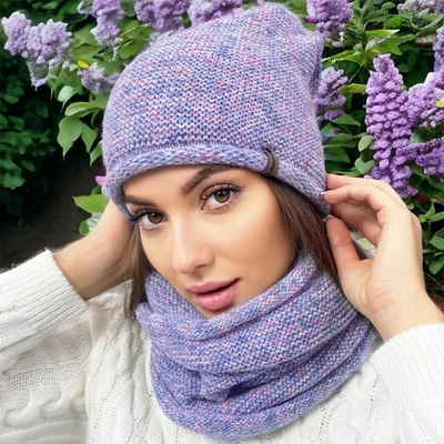 Čepice s nákrčníkem NowMark melír Šeříková