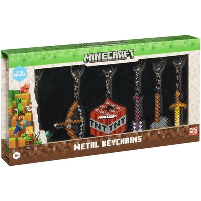 Prívesok na kľúče Minecraft kovový 6 pack Deluxe Box