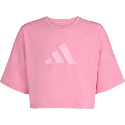 adidas Детска спортна тениска adidas Kid's Sport Icon Crop Tee Sport shirt - St Tropic Bloom / True Pink - размер 116 (EU) (704-6099-0211)