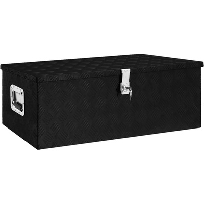 vidaXL Úložný box černý 90 x 47 x 33,5 cm Hliník