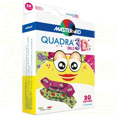 QUADRA 3D Dívky Dětská barevná náplast 20 ks 2 vel.
