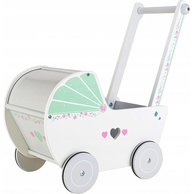 EcoToys drevené biely kočík pre bábiky