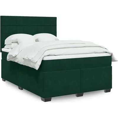 vidaXL 11461.3293233 Boxspring postel s matrací tmavě zelená samet