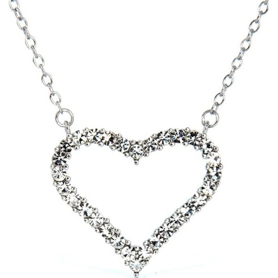 Rafity Stříbrný řetízek s pevnou ozdobou srdce se zirkony N0053-05