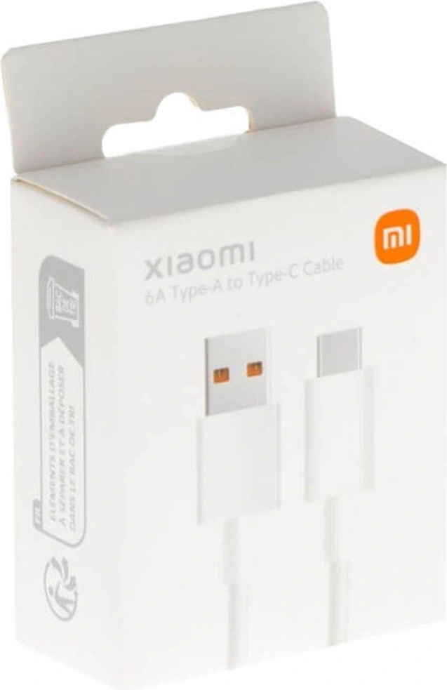Xiaomi Оригинален USB-C Кабел за Xiaomi 6A с Бързо Зареждане 1m, Бял (BHR6032GLEU)
