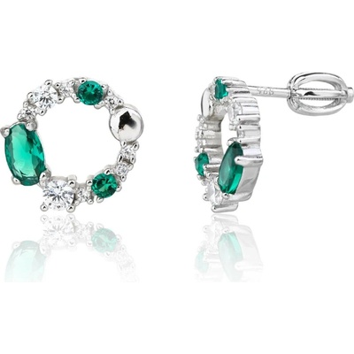 Jan Kos jewellery Stříbrné náušnice se zeleným kamenem MHT-8
