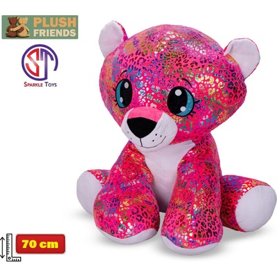 Mikro trading Plush Friends - Star Sparkle: LEOPARD Rainbow plyšový farebný - 70 cm - sediaci