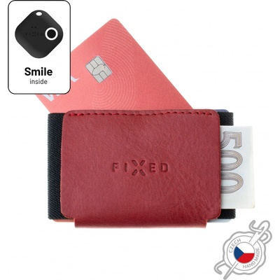 Kožená peněženka FIXED Smile Tiny Wallet se smart trackerem FIXED Smile PRO, červená FIXSM-STN2-RD