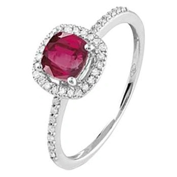 Bliss Дамски пръстен от бяло злато с диаманти и рубин Bliss 20108538 (20108538)