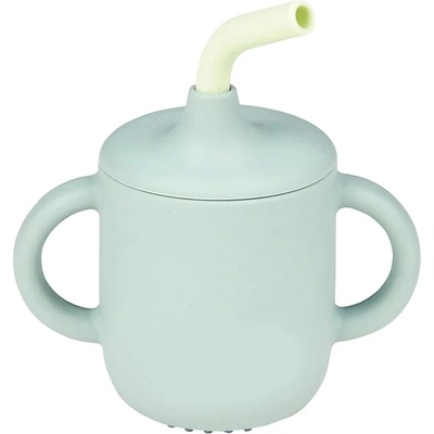 Nattou Силиконова чаша Nattou - С дръжки и сламка, Green (876322)