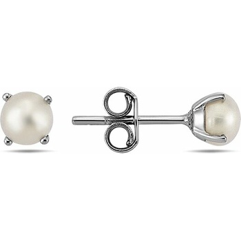 Lillian Vassago Zlaté náušnice na puzetu zdobené perlou LLV98-GER171P bílá