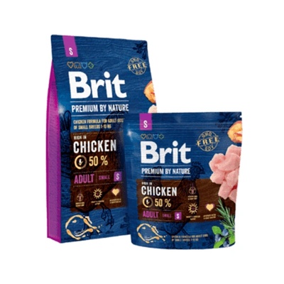 Brit premium by nature adult s-Суха храна за кучета от малки породи- с 50% прясно пилешко месо