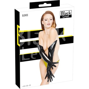 Black Level - екстра дълги, лакови ръкавици (черни) - M
