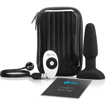 b-Vibe - въртящ се анален вибратор с перли (черен)