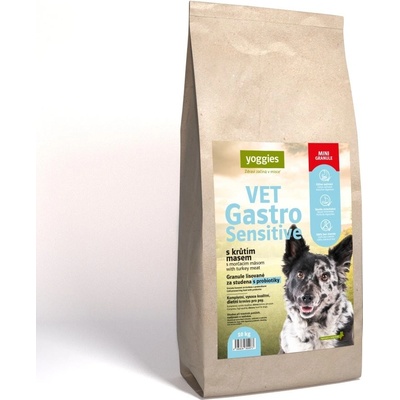 Yoggies VET Gastro Sensitive s krůtím masem minigranule lisované za studena s probiotiky 10 kg