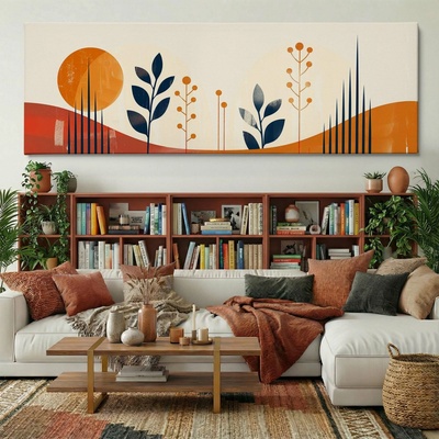 Obraz na plátně - Květinové slunce FeelHappy.cz Velikost obrazu (šířka x výška): 120 x 40 cm