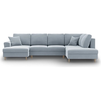 Cosmopolitan Design Светлосин кадифен разтегателен ъглов диван с място за съхранение (десен ъгъл/U форма) Kyoto - Cosmopolitan Design (COS_URF_2_F2_KYOTO3)