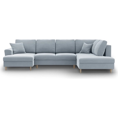 Cosmopolitan Design Светлосин кадифен разтегателен ъглов диван с място за съхранение (десен ъгъл/U форма) Kyoto - Cosmopolitan Design (COS_URF_2_F2_KYOTO3)