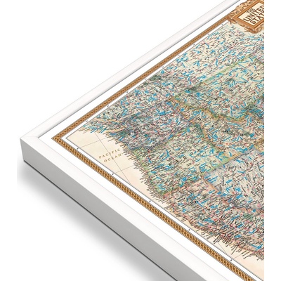 National Geographic USA - nástěnná mapa Executive 175 x 122 cm Varianta: mapa v hliníkovém rámu, Provedení: bílý rám