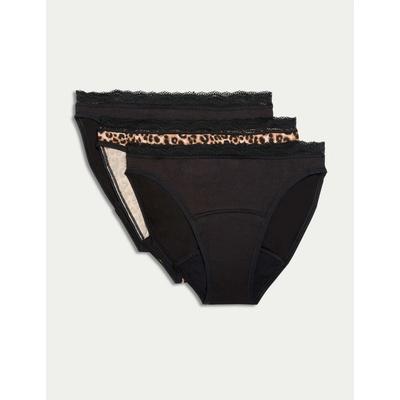 Marks & Spencer Високо изрязани силно абсорбиращи менструални бикини, 3 броя Marks & Spencer черни Marks & Spencer | Cheren | ЖЕНИ | S