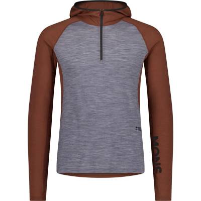 Mons Royale Мъжко мериносово термобельо Mons Royale Temple Merino Long Sleeve Hood Merino longsleeve - Cinnamon / Grey Heather - размер XL (015-2333-0214)