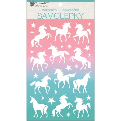 Anděl Samolepky bílé s glitry Jednorožci