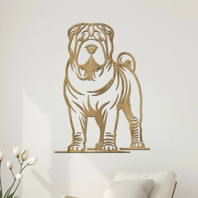 dřevo života Dřevěný obraz psa SHAR PEI Rozměry (cm): 44x60, Zvolte barvu dekoru: Dub zlatý