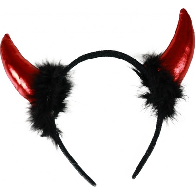 Čertovské rohy červené s černými chlupy – Zboží Dáma
