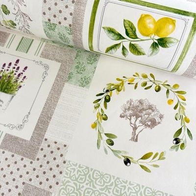 Ubrusovina PVC silná – Patchwork zelená