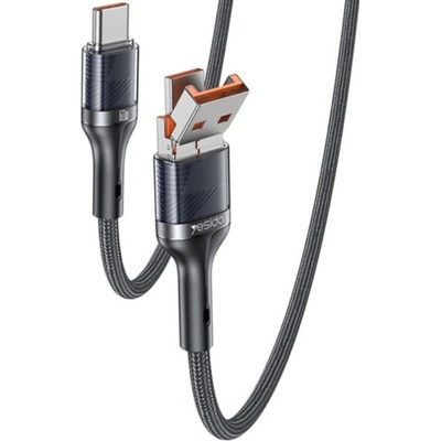 Yesido CA165C 2v1 opletený nabíjací a dátový USB-C / USB-A na USB-C 1,2m černý