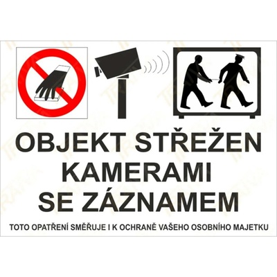 Samolepka "Objekt střežen kamerami se záznamem" 210x148 mm, formát A5