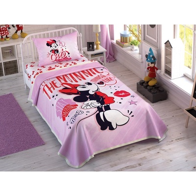 Детски спален комплект с покривало за легло minnie mouse pink heart - disney