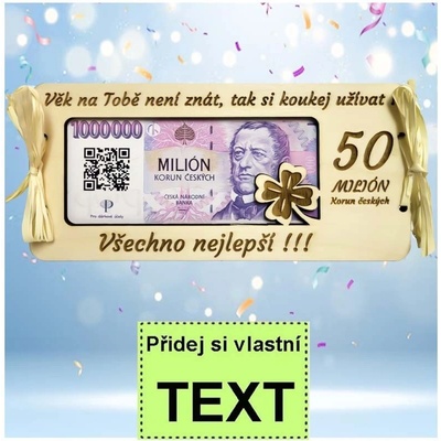 Bezvadný dárek Dřevěná obálka na peníze k výročí 50 let