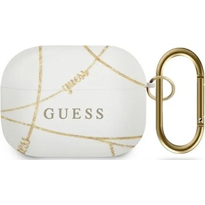 Guess GUACAPTPUCHWH калъф за AirPods Pro бял, Gold Chain Collection (GUACAPTPUCHWH)