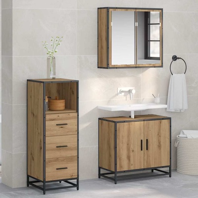 vidaXL Комплект мебели за баня Дъб 35 x 37, 5 x 100 см Инженерно дърво (883606)