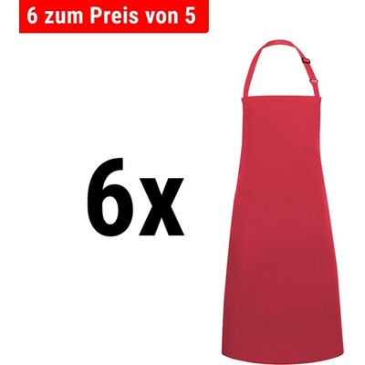 G.Gastro 6 ks Karlowsky Zástěra s laclem a kapsou Basic malinová D9785913