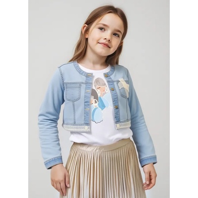 MAYORAL Яке деним с гипюр в светъл нюанс за мини момиче Майорал