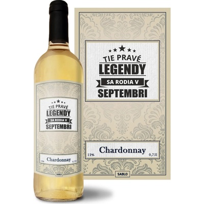Sablio Tie pravé legendy sa rodia v septembri Chardonnay biele suché víno 12 % 0,75 l (čistá fľaša)
