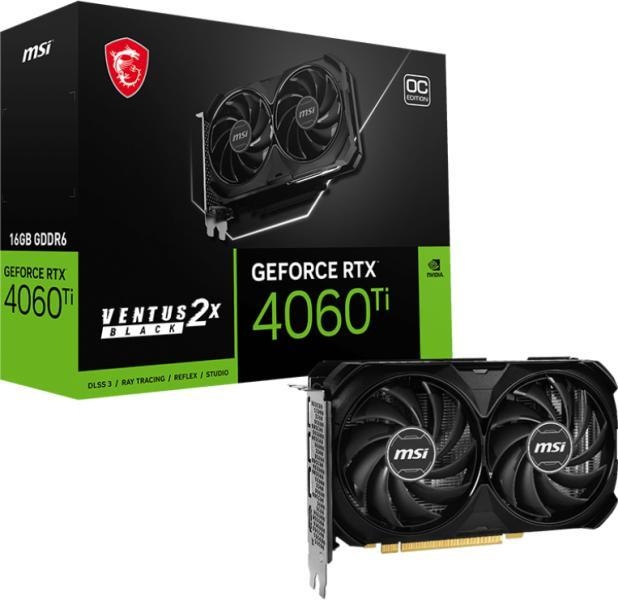 MSI GeForce RTX 4060 Ti VENTUS 2X BLACK OC 16GB GDDR6 128bit (V517-005R)