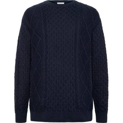 KnowledgeCotton Apparel Мъжки вълнен пуловер KnowledgeCotton Apparel Cotton Cable Crew Neck Wool jumper - Night Sky (005-6705-0212)