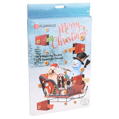 Flamingo Adventný kalendár Munchy/RAW pamlsky pro psy