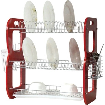 Elekom Висококачествена хромирана сушилка за съдове EK-6163, 3 реда, 1 тава, 51 x 50 x 23 cм (EK-6163)