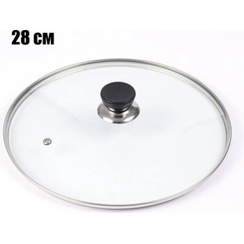 28 см стъклен капак с отвор за пара и кант от неръждаема стомана