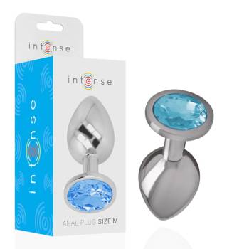 Image 1 of Intense Intense - metal aluminum anal plug with blue glass size m