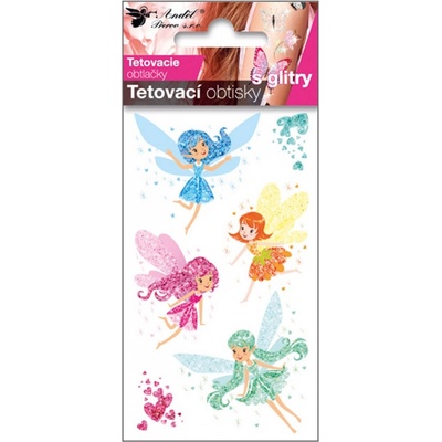 Tetovací obtisky s glitry Barevné víly 10,5 x 6 cm