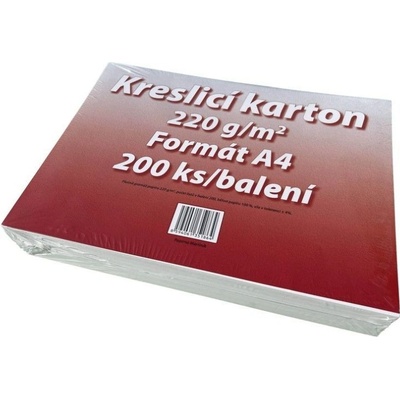 A4 Čtvrtky - kreslící karton bílý 200 ks 220g /m2