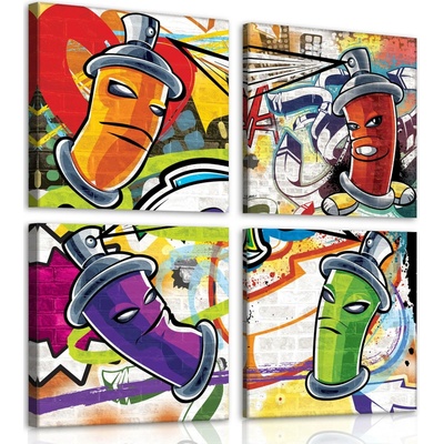 Postershop Obraz na plátně: Graffiti - set 4ks 25x25cm